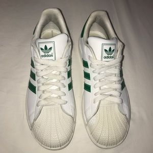 Adidas superstar white and green size 6
